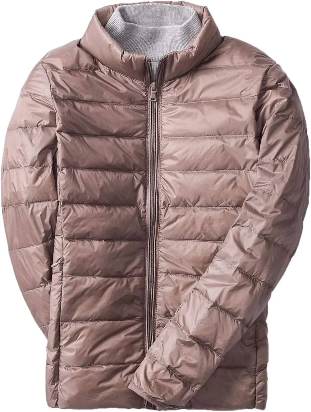 Women's Down Jacket Lightweight Duck Down Quilted Jacket Stand Collar