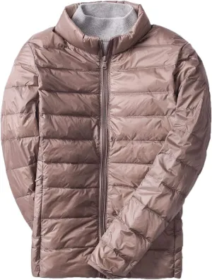 Women's Down Jacket Lightweight Duck Down Quilted Jacket Stand Collar