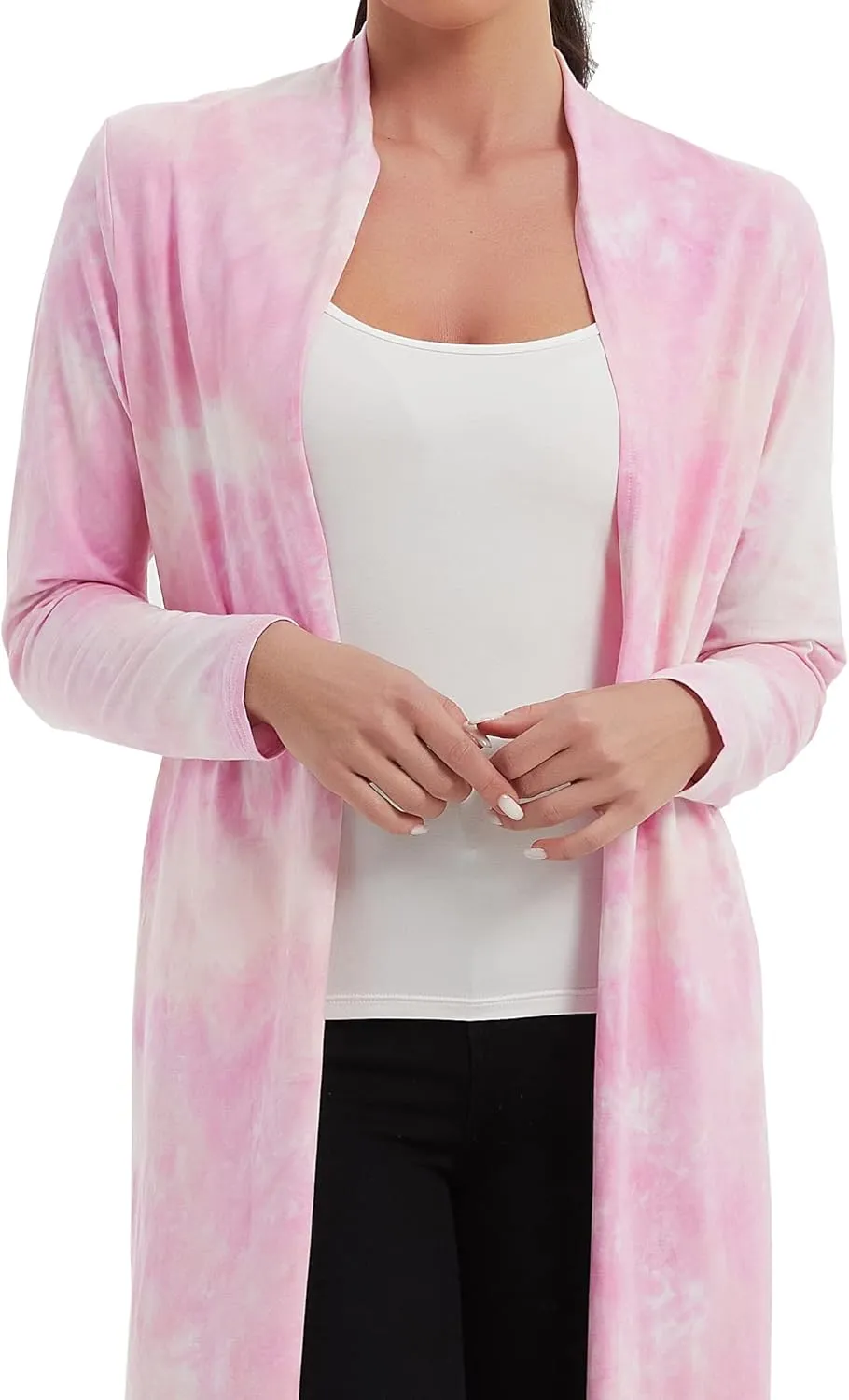 Women's Floor Length Drape Sweater Cardigan -Lightweight Long Sleeve Open Front Maxi Duster with Pockets