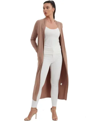 Women's Floor Length Drape Sweater Cardigan -Lightweight Long Sleeve Open Front Maxi Duster with Pockets