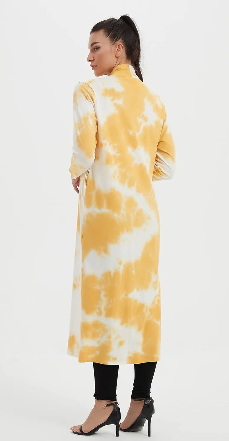 Women's Floor Length Drape Sweater Cardigan -Lightweight Long Sleeve Open Front Maxi Duster with Pockets