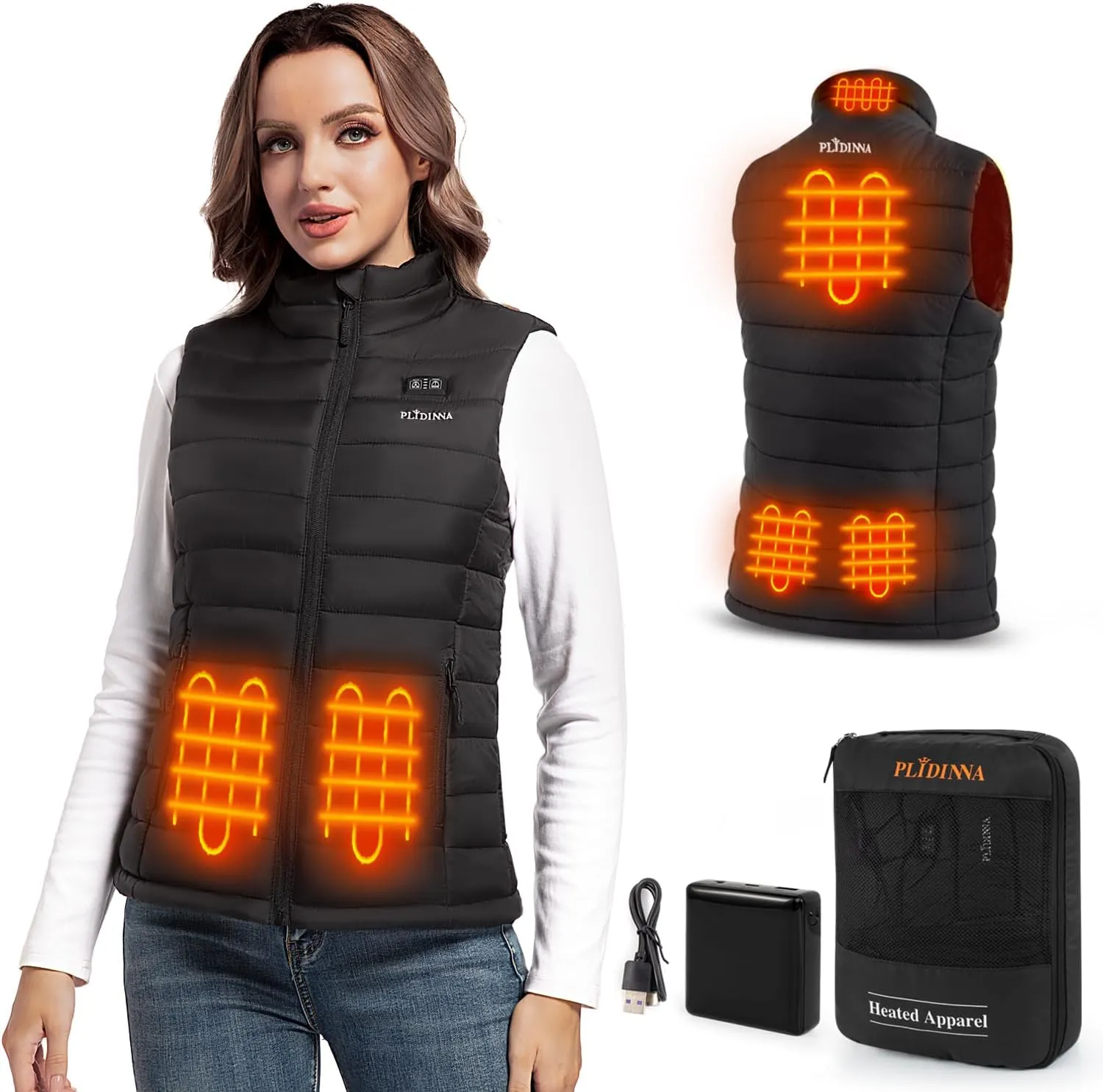 Women's Heated Vest Lightweight Warm Jacket With Battery Pack 7.4V Electric Heating Vest for Hunting/Fishing