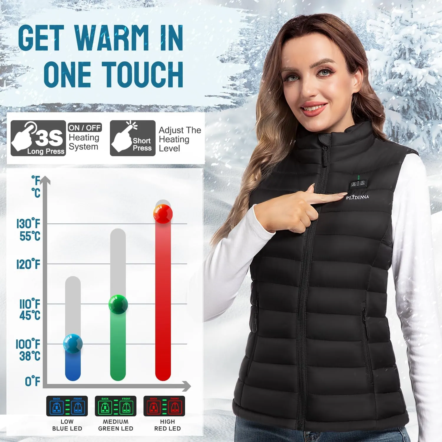 Women's Heated Vest Lightweight Warm Jacket With Battery Pack 7.4V Electric Heating Vest for Hunting/Fishing