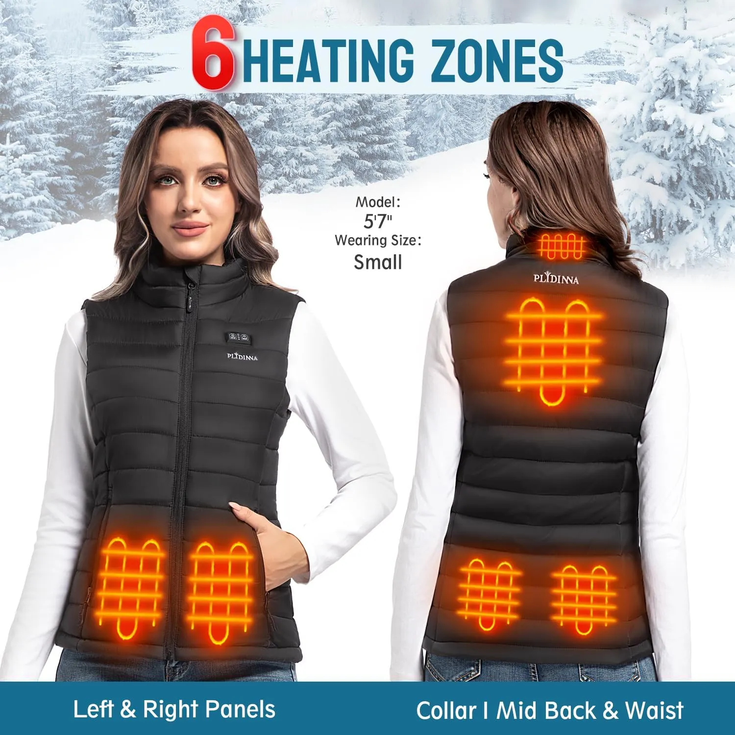 Women's Heated Vest Lightweight Warm Jacket With Battery Pack 7.4V Electric Heating Vest for Hunting/Fishing