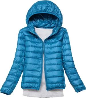 Women's Hooded Down Puffer Jacket Lightweight Duck Down Quilted Jacket