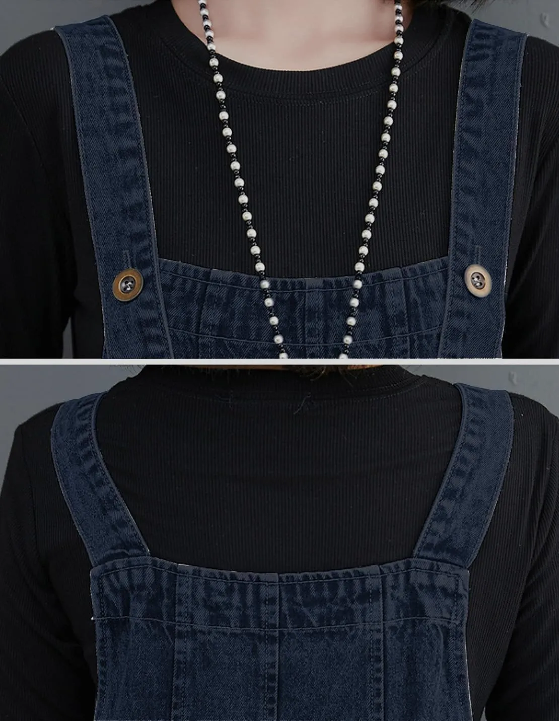 Women's Loose Baggy Denim Overalls Casual Vintage Adjustable Straps Stretch Bib Jumpsuit Rompers Harem Pants