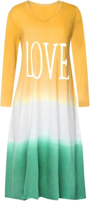 Womens Lounge Dresses 2025 Casual Loose Fit Long Sleeve Crew Neck Midi Dress Trendy Tie-Dye Print Plus Size Dress