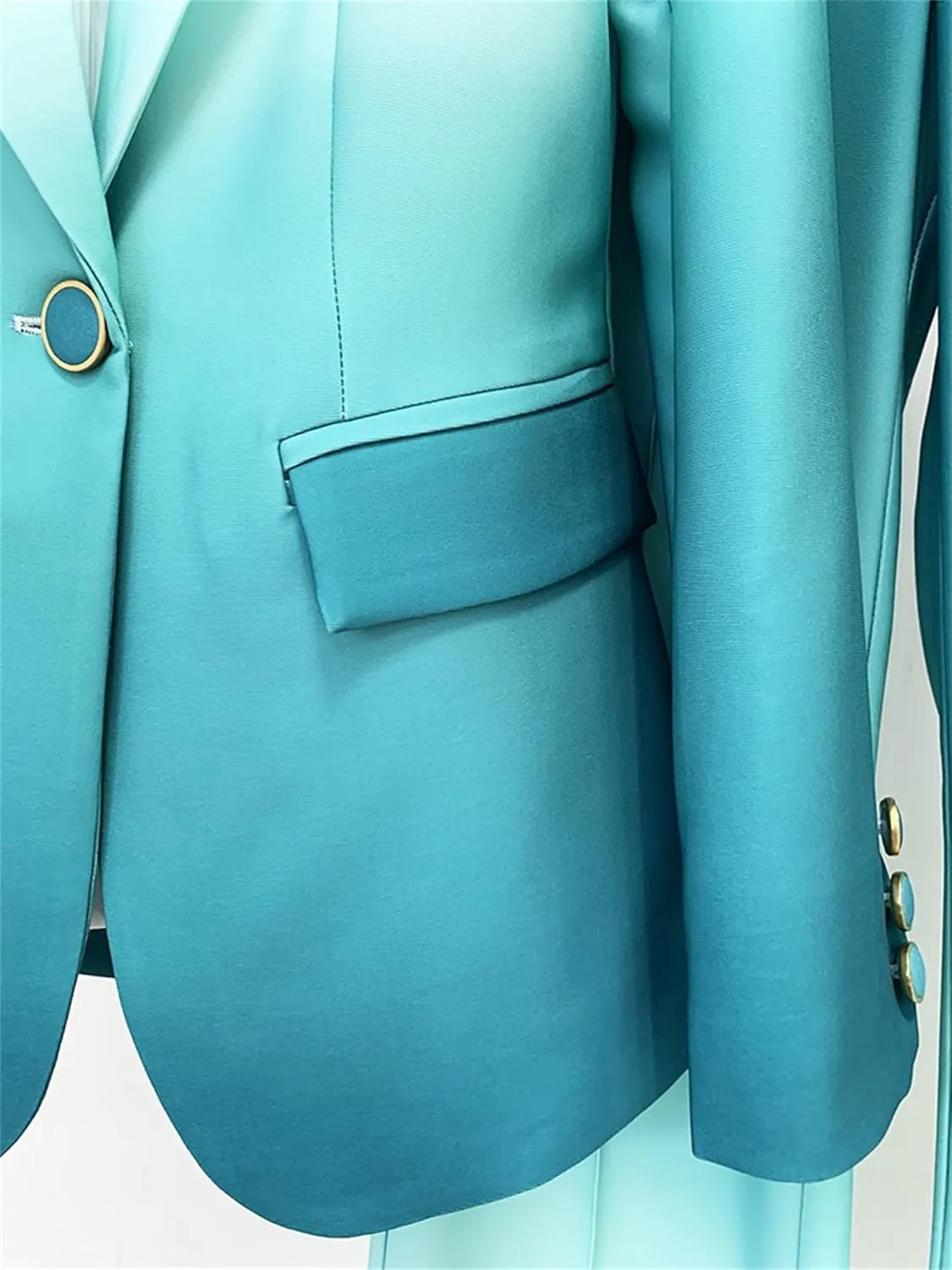 Women's Pant Suit Set Designer Gradient Color 2pcs Business Blazer Flare Pants Wedding Party Outfit