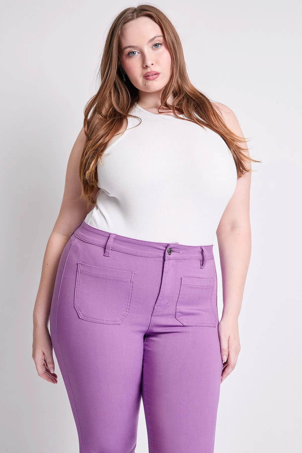 Women's Plus High Rise Crop Straight Leg Pants, Hydrangea