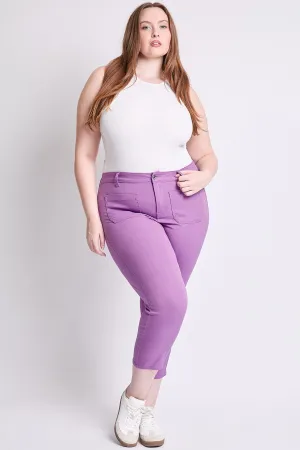 Women's Plus High Rise Crop Straight Leg Pants, Hydrangea
