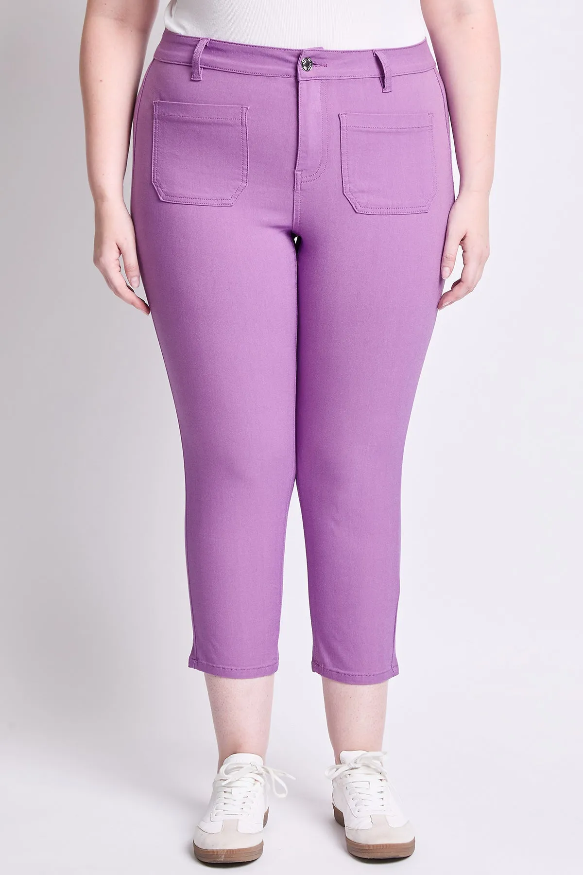 Women's Plus High Rise Crop Straight Leg Pants, Hydrangea