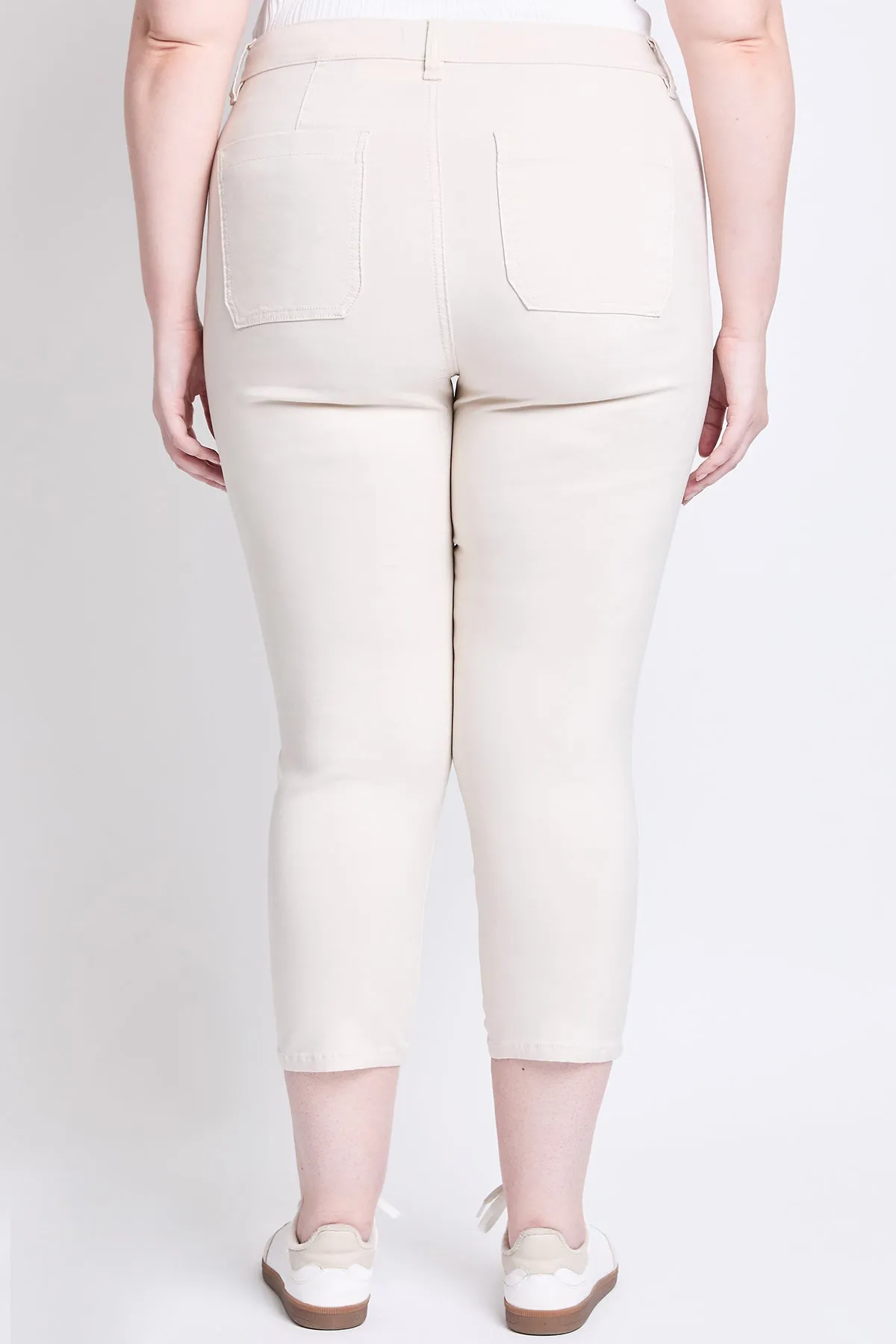 Women's Plus Hyperstretch High Rise Crop Straight Leg Pants, Ecru