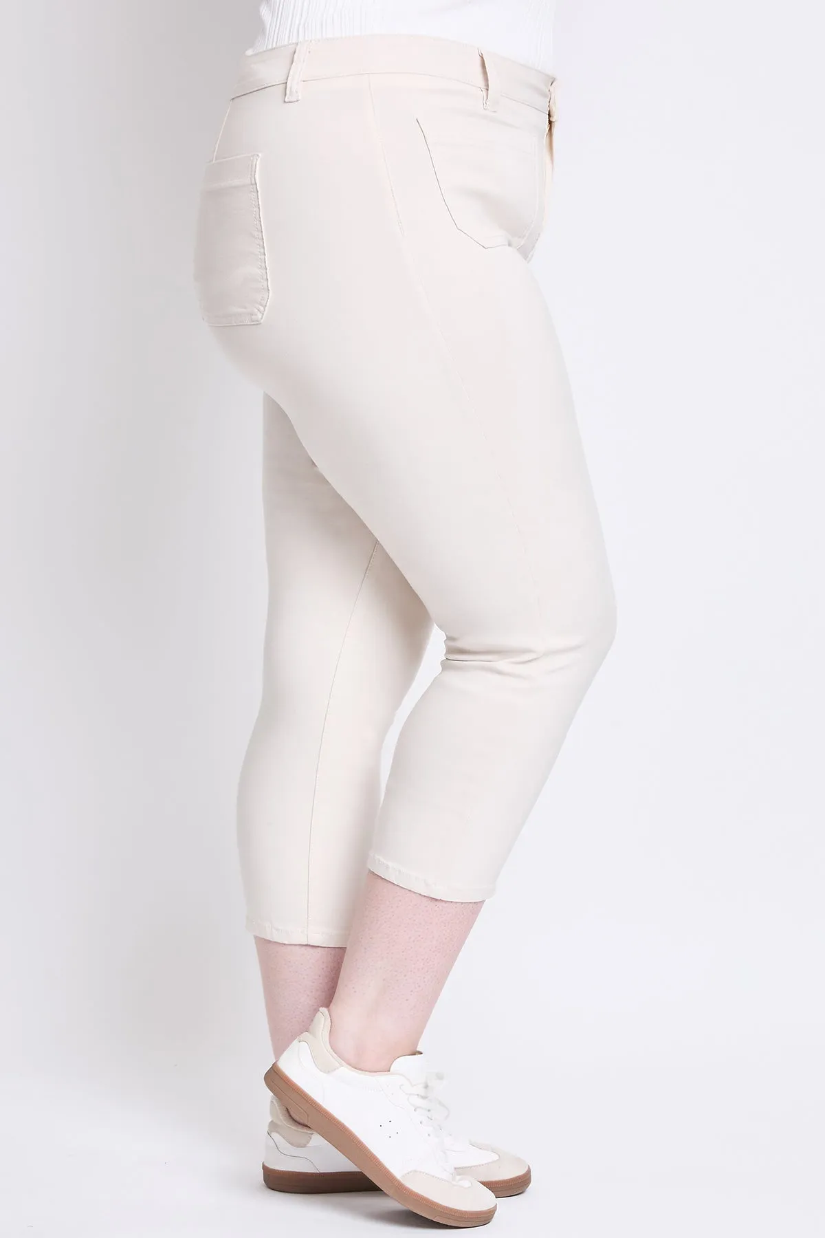 Women's Plus Hyperstretch High Rise Crop Straight Leg Pants, Ecru