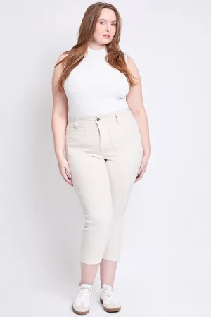 Women's Plus Hyperstretch High Rise Crop Straight Leg Pants, Ecru