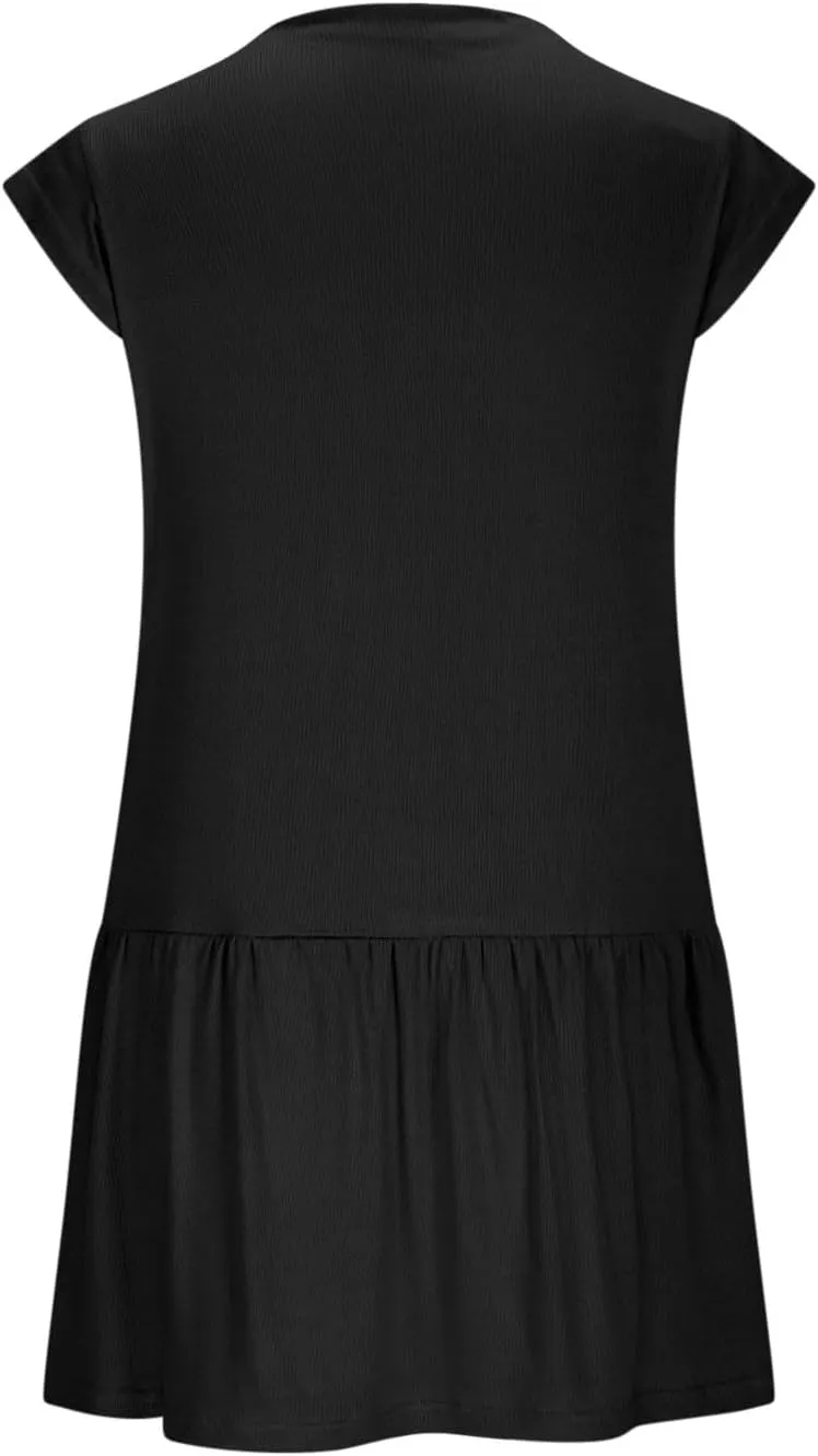 Womens Summer Casual Mock Neck Sundresses Cotton Pleated Knee Length Sleeveless Tank Dress Fashion Wrap Mini Dresses