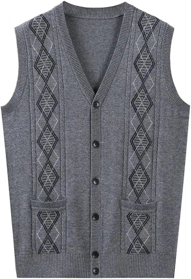 Wool Undershirt Men's Middle-Aged Wool Undershirt Men's Thickened Cardigan Sweater