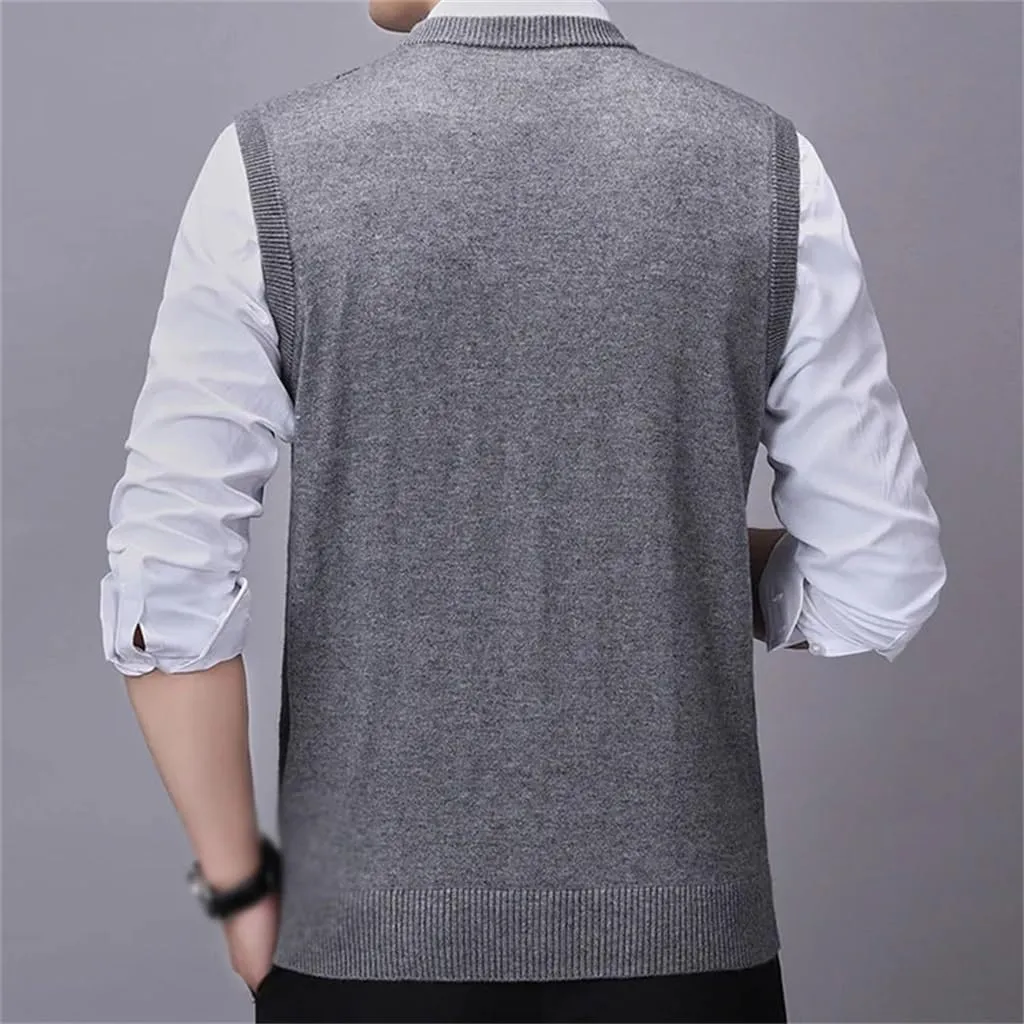 Wool Undershirt Men's Middle-Aged Wool Undershirt Men's Thickened Cardigan Sweater