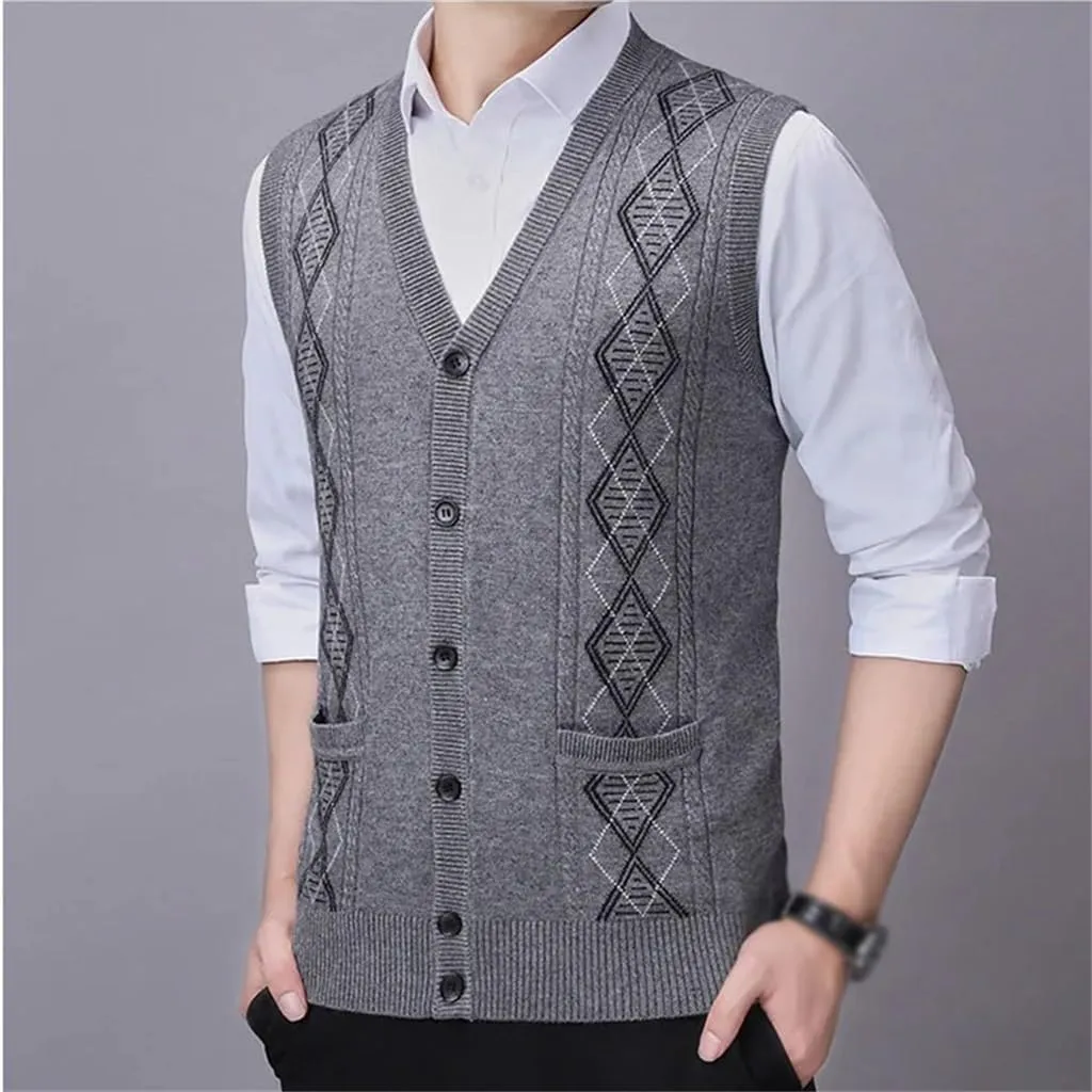 Wool Undershirt Men's Middle-Aged Wool Undershirt Men's Thickened Cardigan Sweater