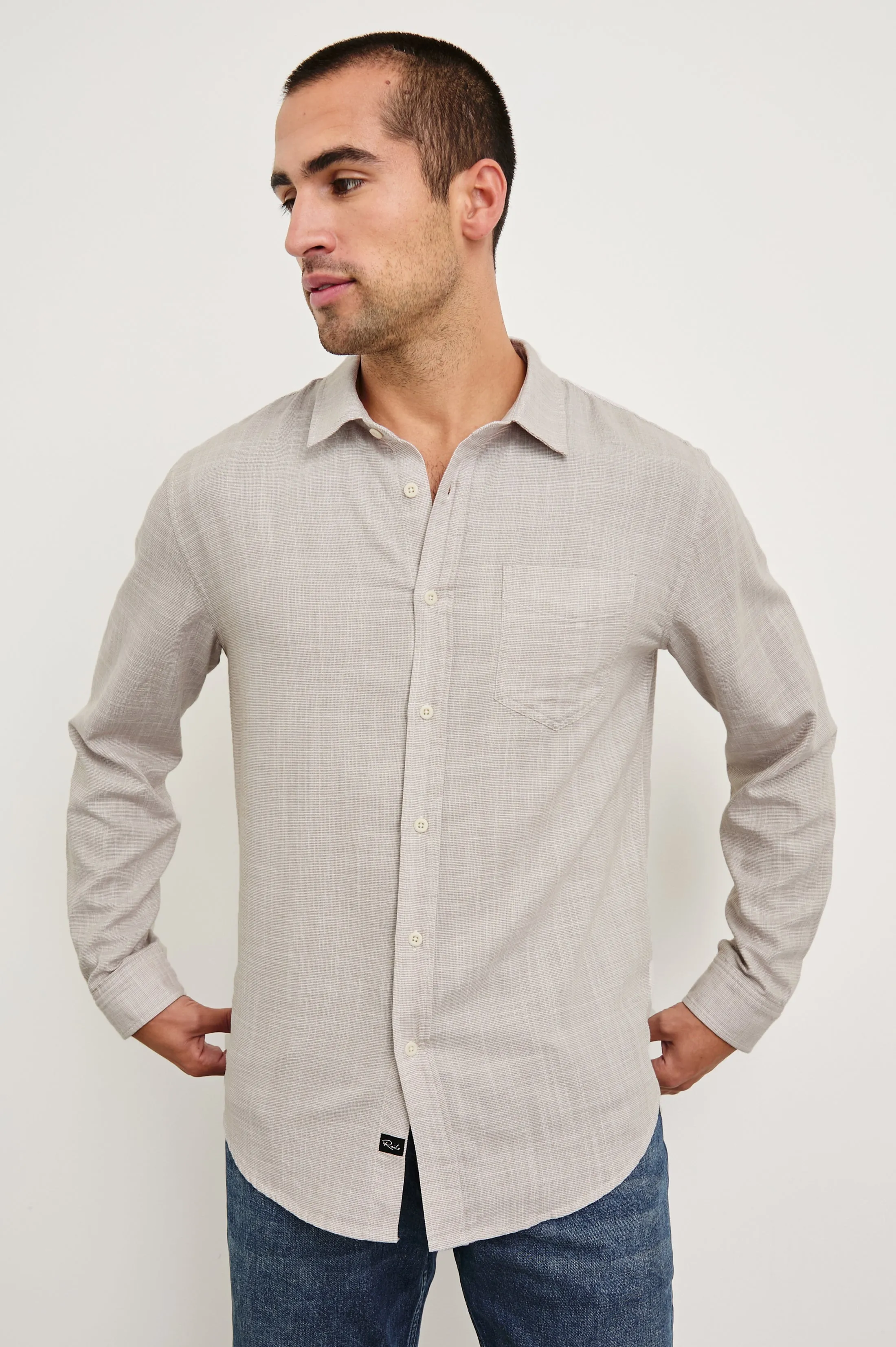 WYATT RELAXED FIT SHIRT - TAHINI ETCH