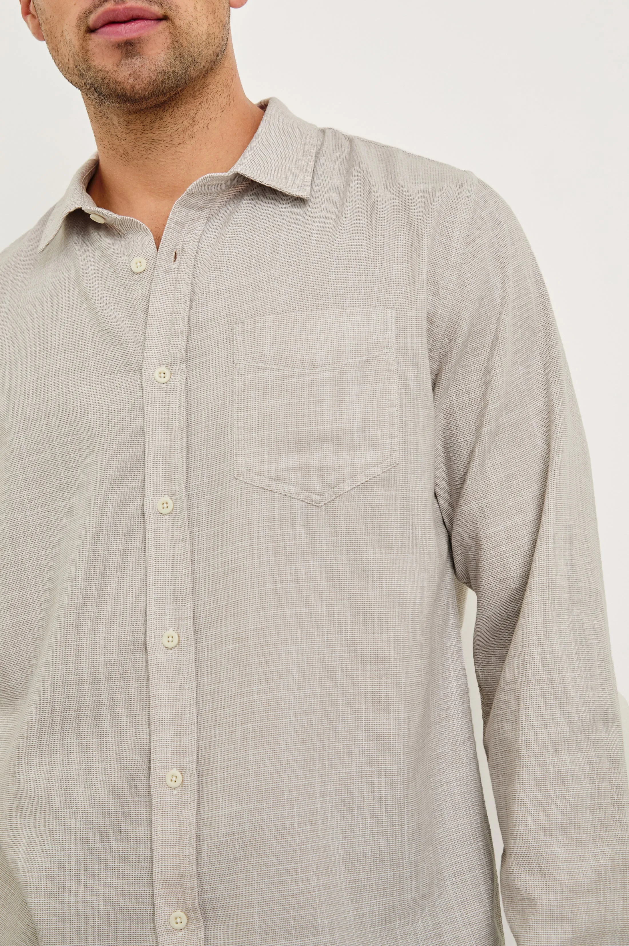 WYATT RELAXED FIT SHIRT - TAHINI ETCH