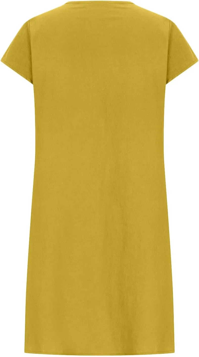 ZDRZK Midi Dresses for Women 2024 Casual Cotton Linen Summer Plus Size Sundresses Beach Vacation Loose Fit Flowy Dress