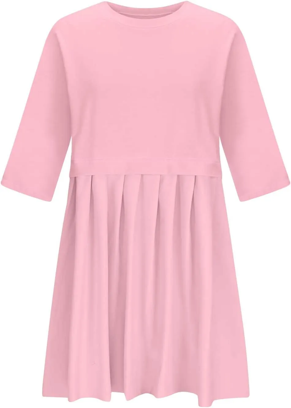 ZDRZK Women's Summer Dresses 3/4 Sleeve Crewneck Solid Color Casual Sundresses Loose Flowy Beach Mini Dress Trendy 2024