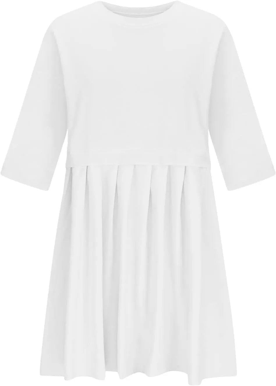 ZDRZK Women's Summer Dresses 3/4 Sleeve Crewneck Solid Color Casual Sundresses Loose Flowy Beach Mini Dress Trendy 2024